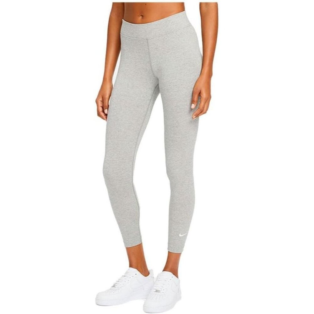 Sz Small WMNS NIKE Sportswear Essential 7/8 Leggings Grey White CZ8532 063 - New
